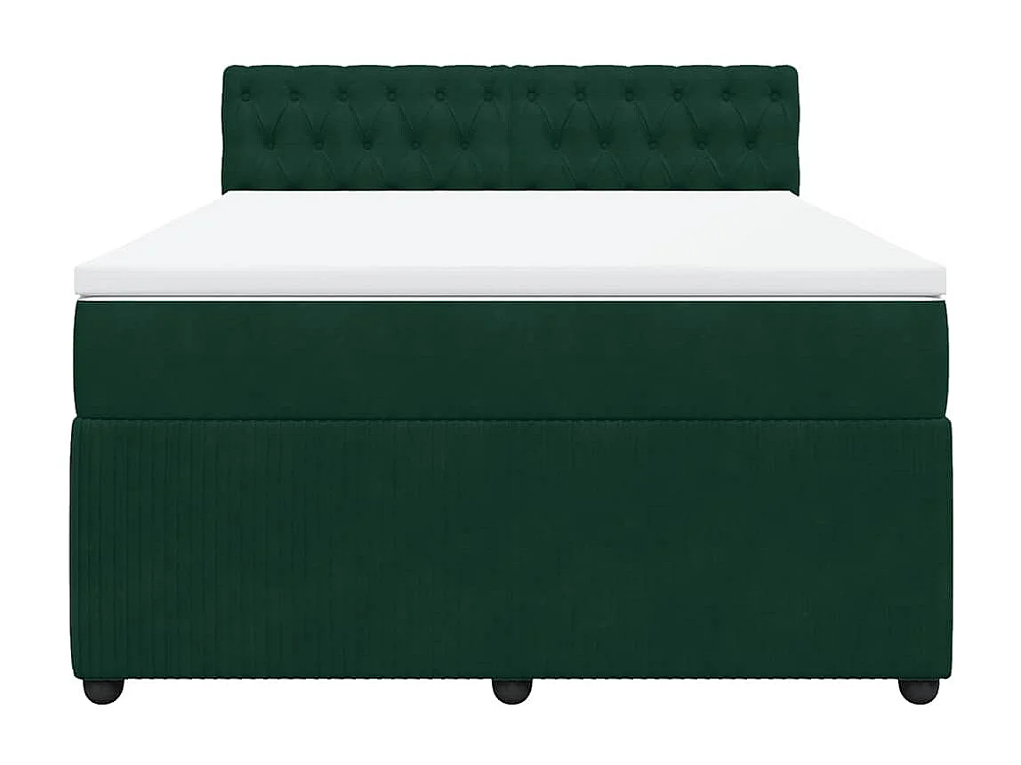 Boxspringbett mit Matratze Dunkelgrün 140x200 cm Samt