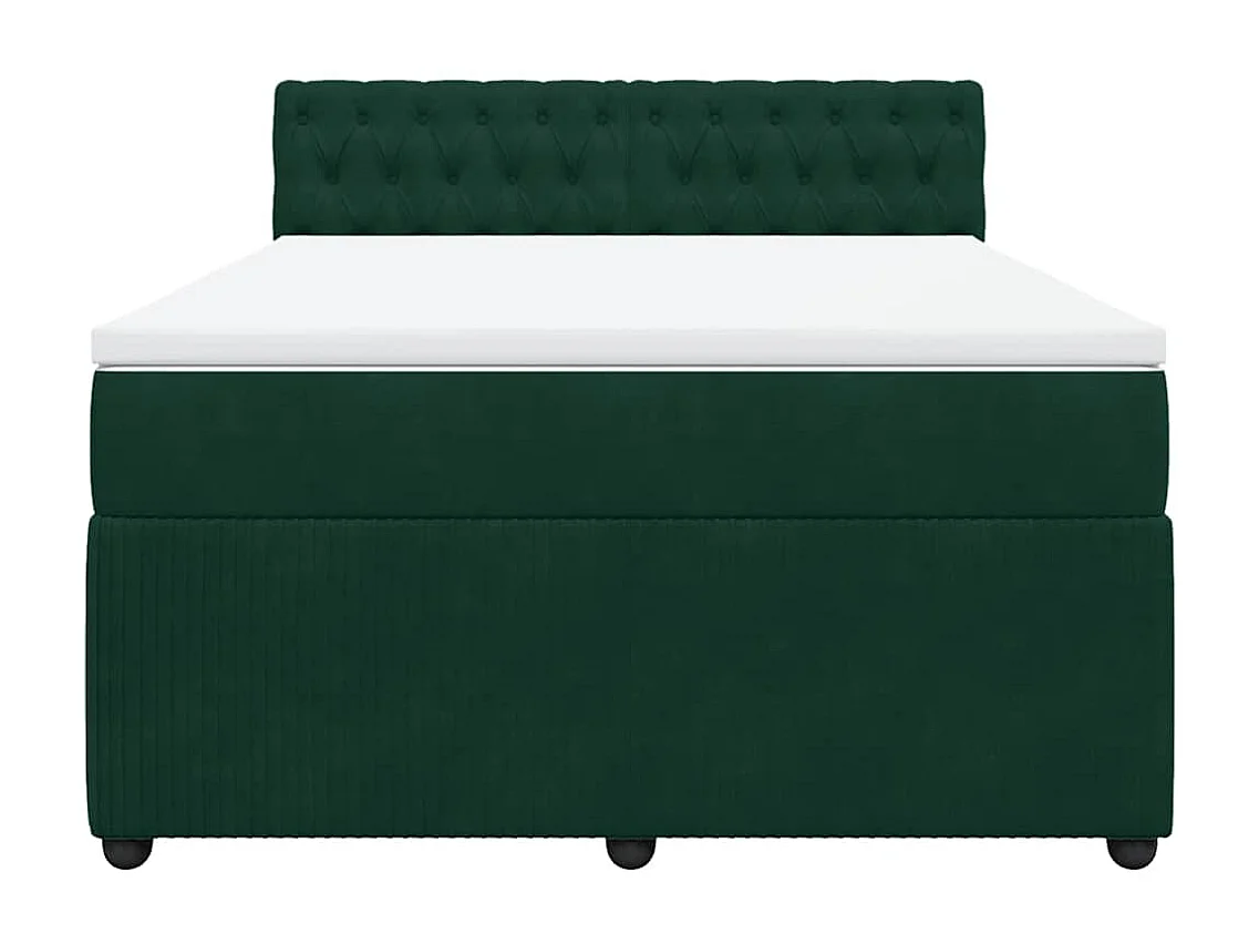 Boxspringbett mit Matratze Dunkelgrün 140x200 cm Samt