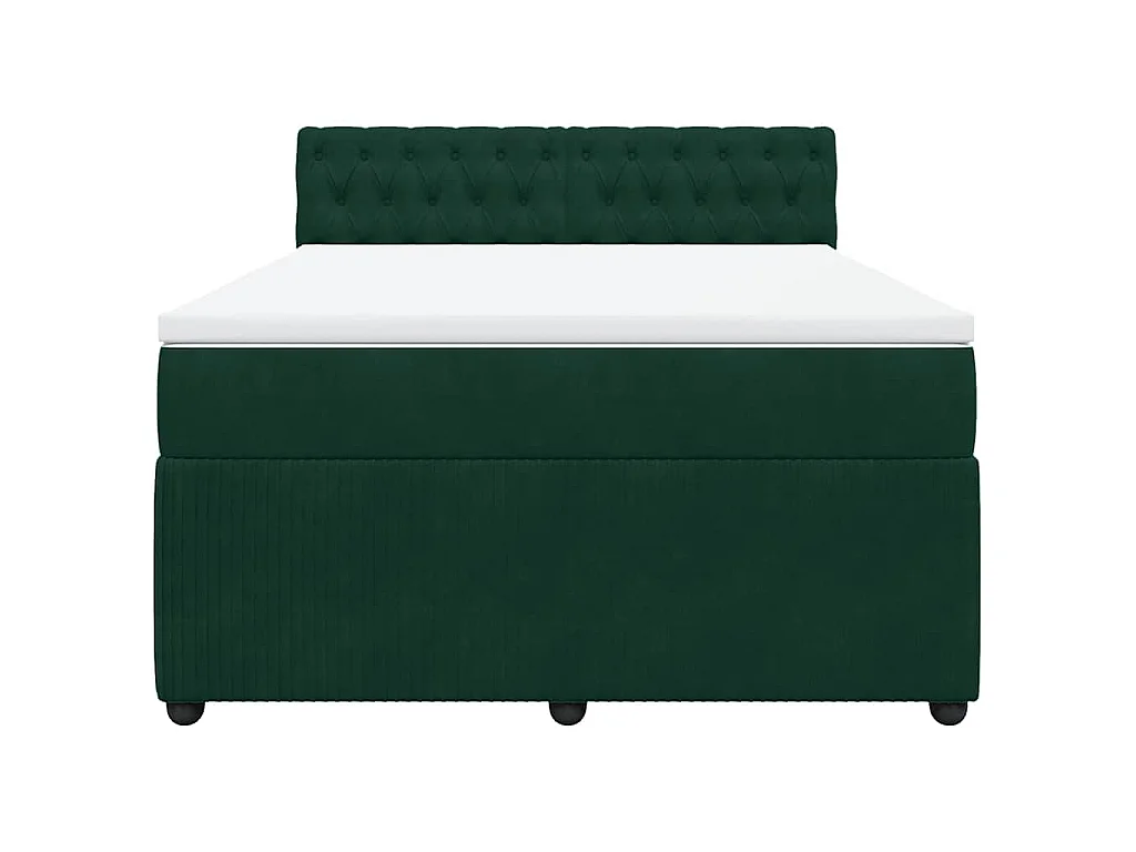 Cama box spring con colchón terciopelo verde oscuro 140x200 cm