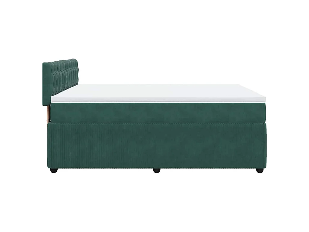 Cama box spring con colchón terciopelo verde oscuro 140x200 cm