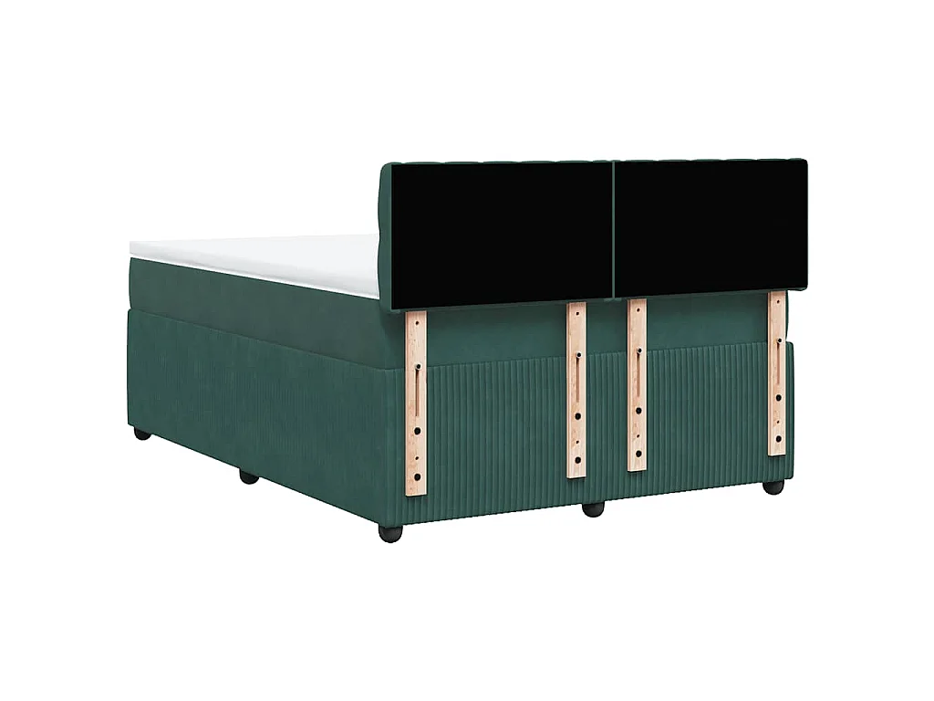 Cama box spring con colchón terciopelo verde oscuro 140x200 cm