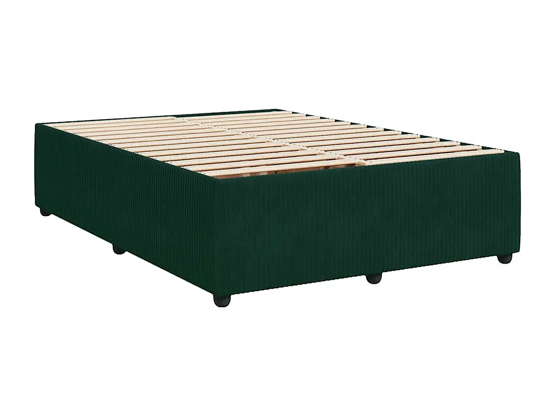 Cama box spring con colchón terciopelo verde oscuro 140x200 cm