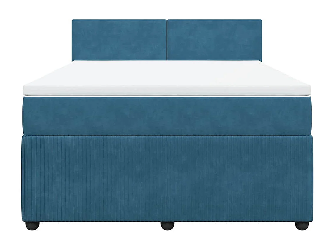 Boxspring met matras fluweel blauw 160x200 cm