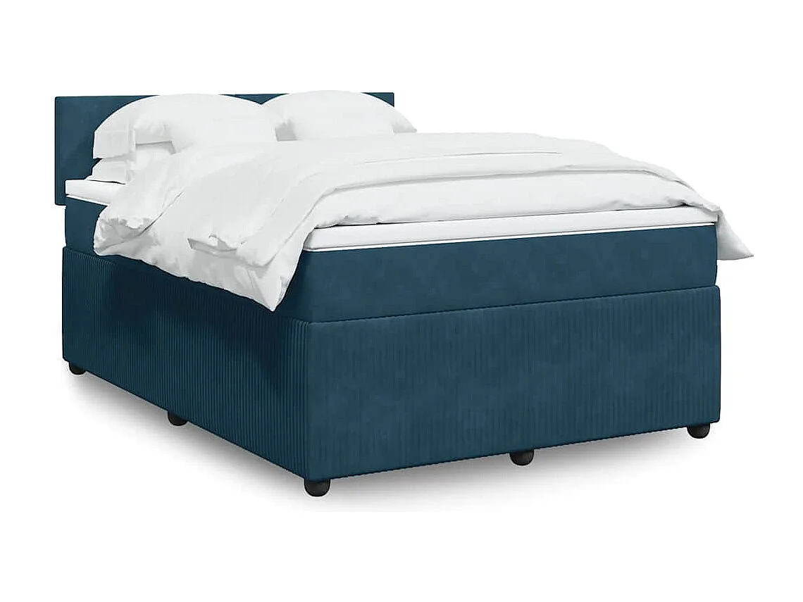 Giroletto a Molle con Materasso Blu 160x200 cm in Velluto