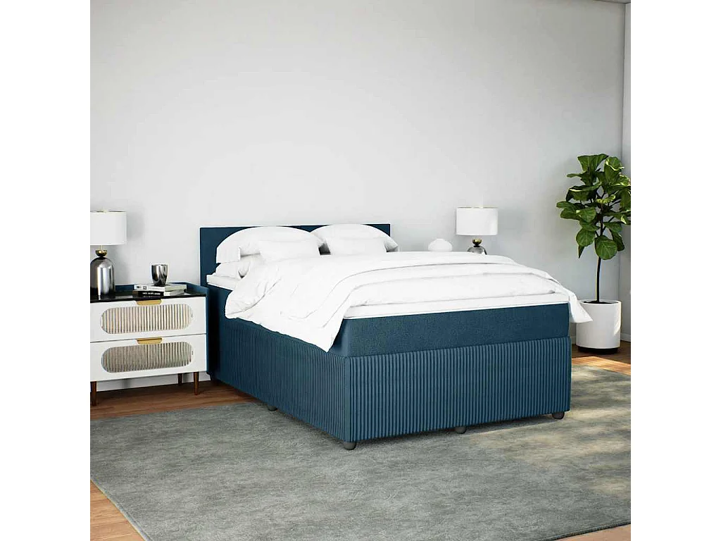 Giroletto a Molle con Materasso Blu 160x200 cm in Velluto