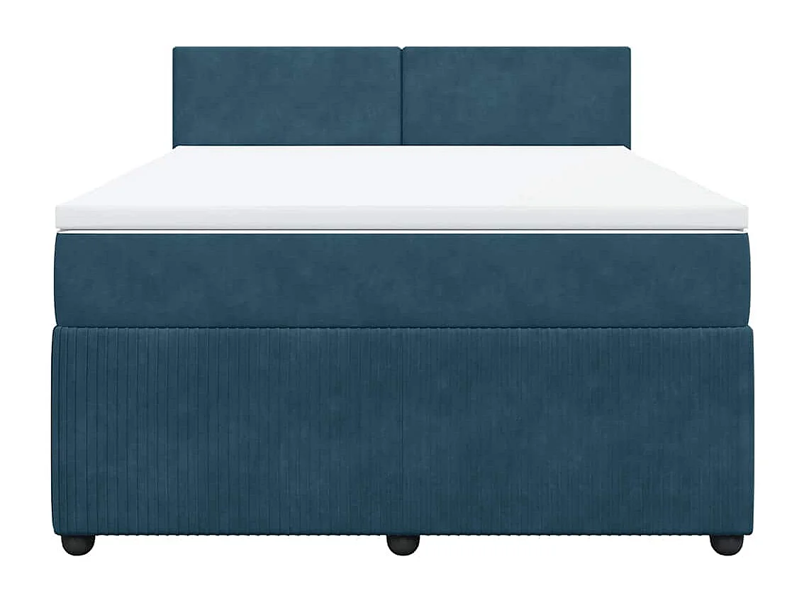 Giroletto a Molle con Materasso Blu 160x200 cm in Velluto