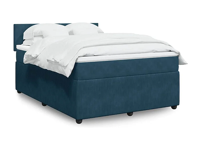 Giroletto a Molle con Materasso Blu 160x200 cm in Velluto