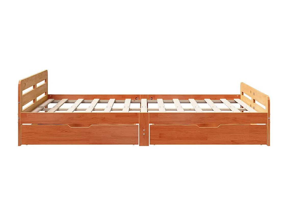 Cadre de lit sans matelas cire marron 140x190cm bois pin massif