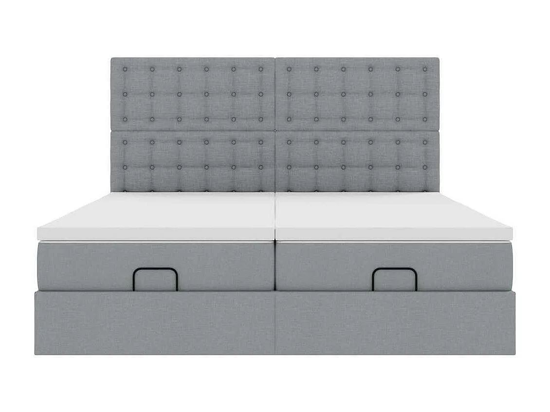 Cadre de lit ottoman et matelas gris clair 160x200cm tissu