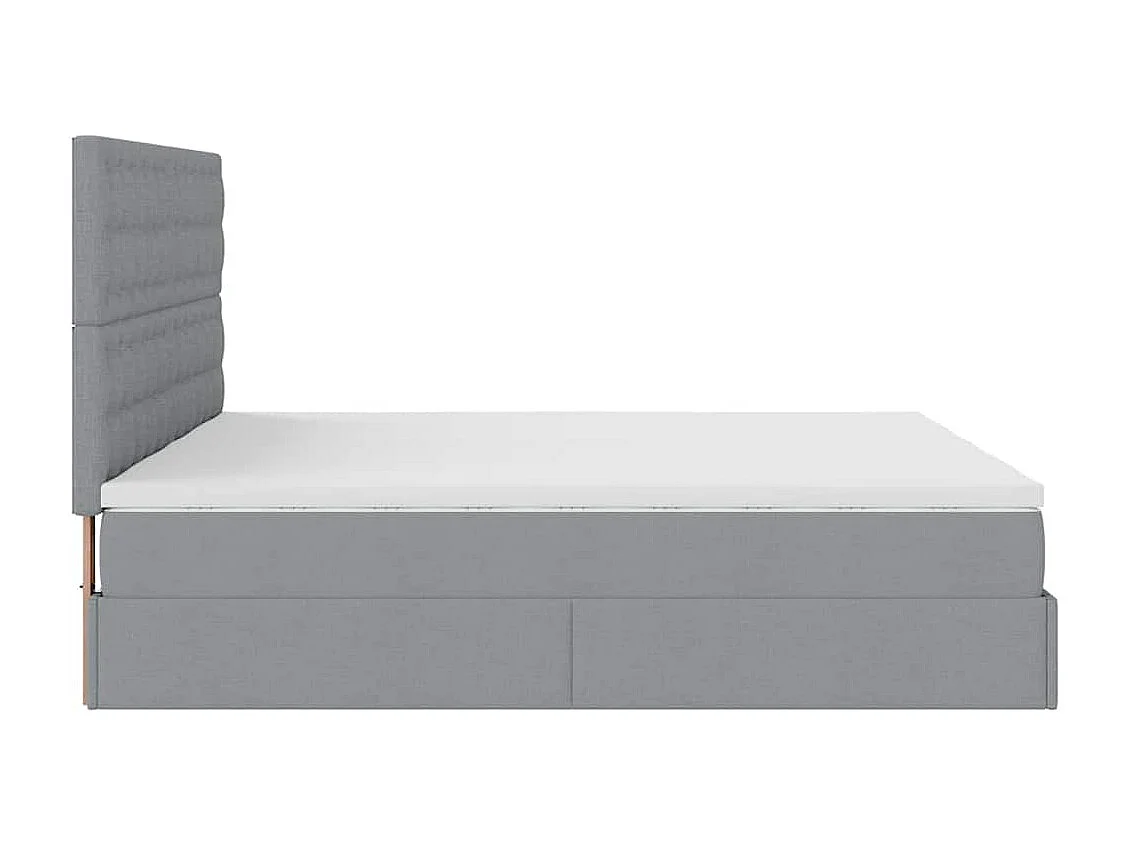 Cadre de lit ottoman et matelas gris clair 160x200cm tissu