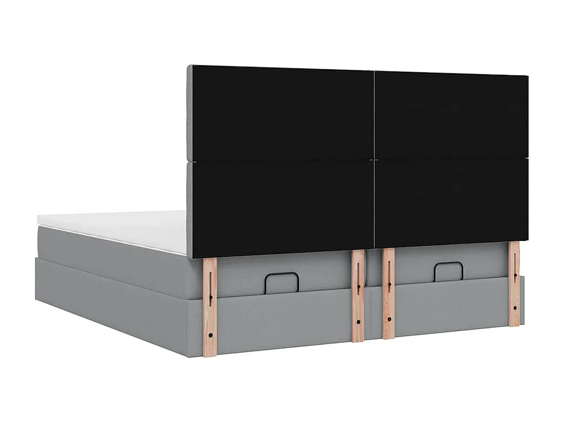 Cadre de lit ottoman et matelas gris clair 160x200cm tissu