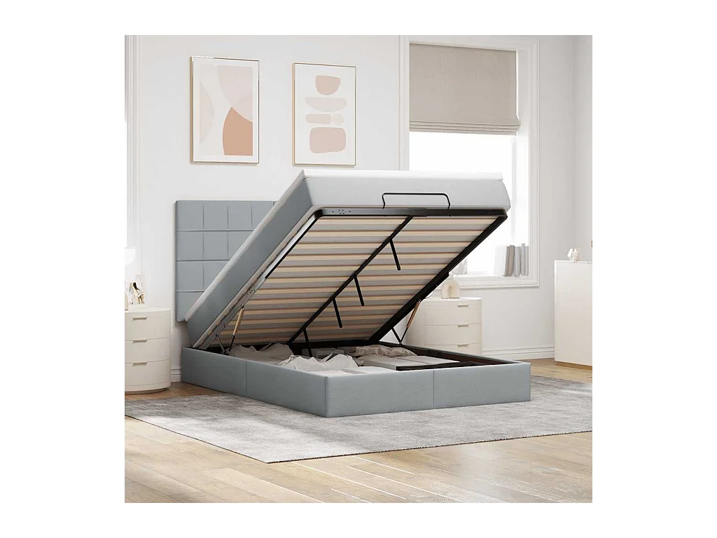 Struttura Letto Pouf con Materasso 140x200 cm in Tessuto