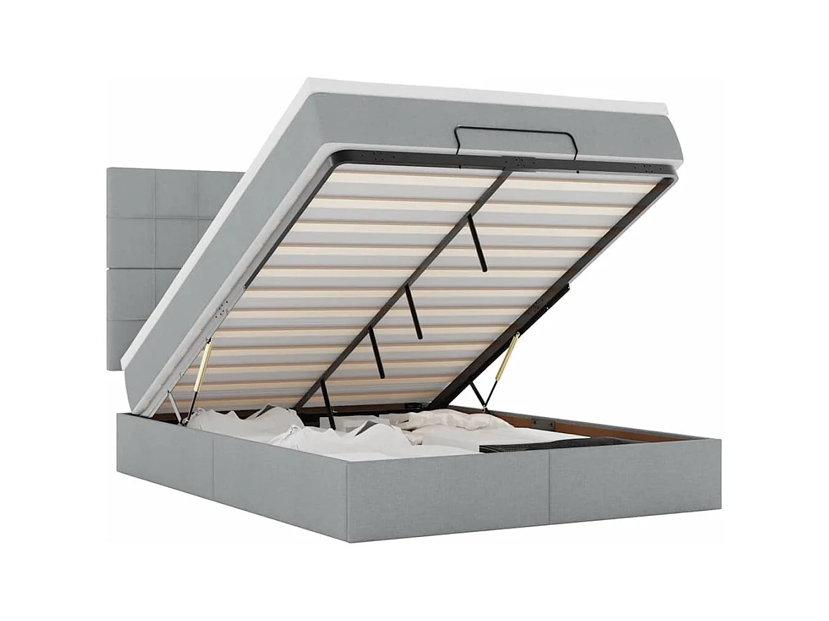 Struttura Letto Pouf con Materasso 140x200 cm in Tessuto