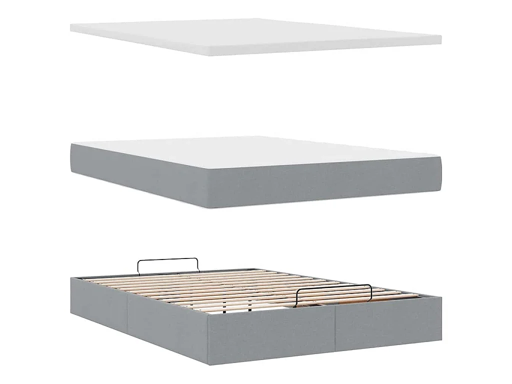 Struttura Letto Pouf con Materasso 140x200 cm in Tessuto
