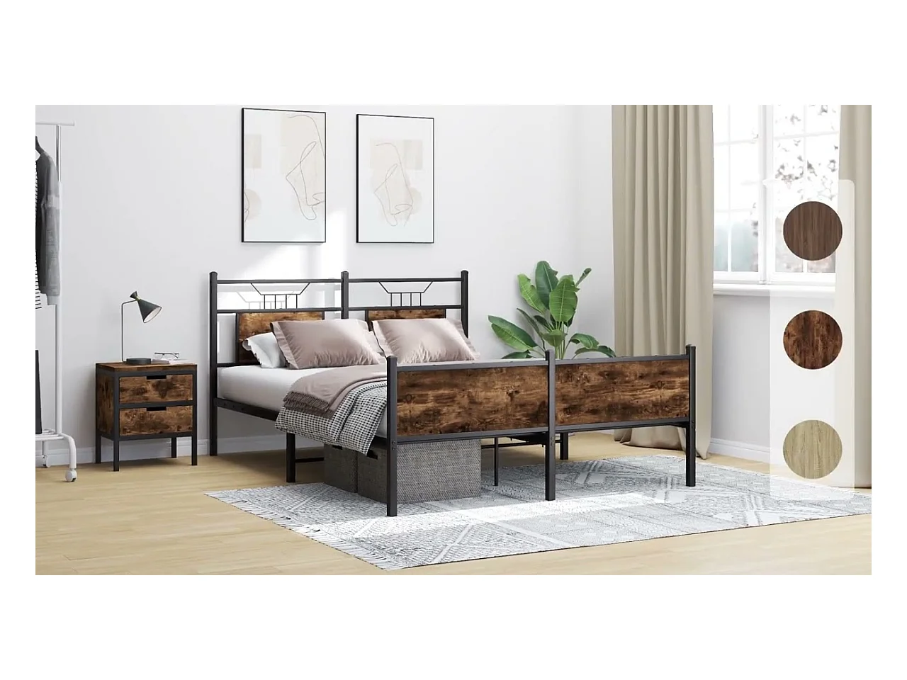 Cadre de lit sans matelas chêne fumé 140x200 cm bois ingénierie