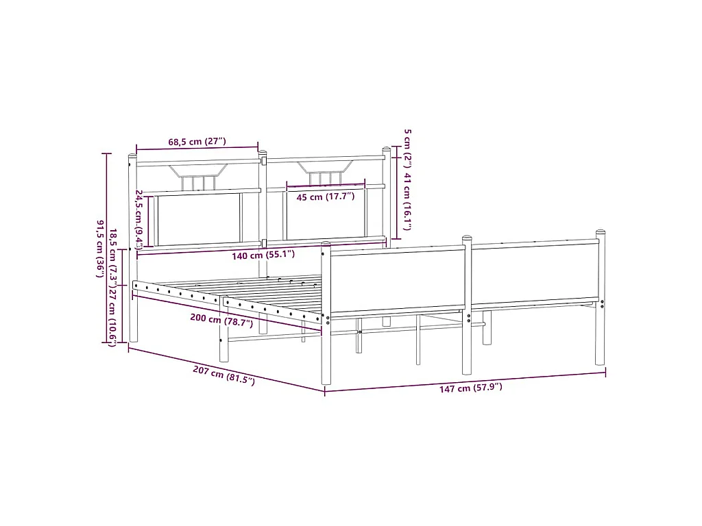 Bedframe zonder matras hout gerookt eikenkleurig 140x200 cm