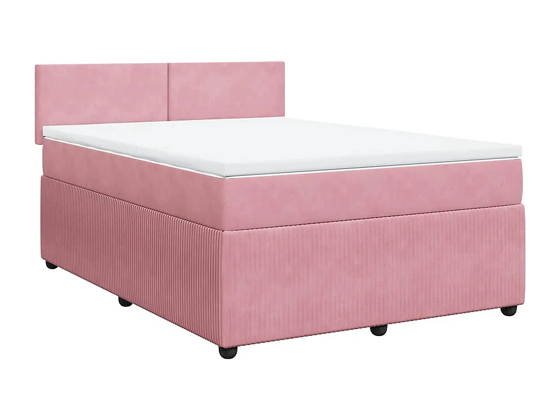 Boxspring met matras fluweel roze 140x200 cm