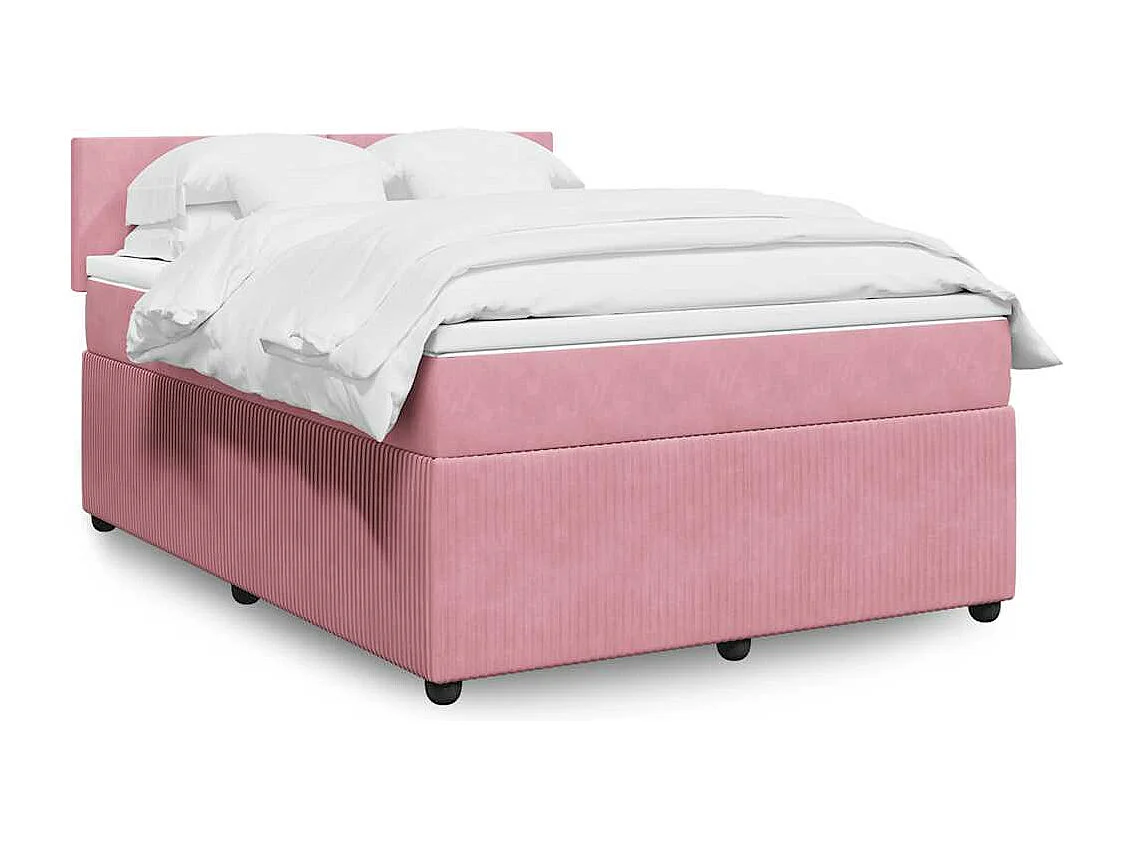 Boxspring met matras fluweel roze 140x200 cm