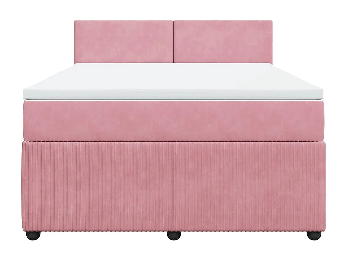 Boxspring met matras fluweel roze 140x200 cm