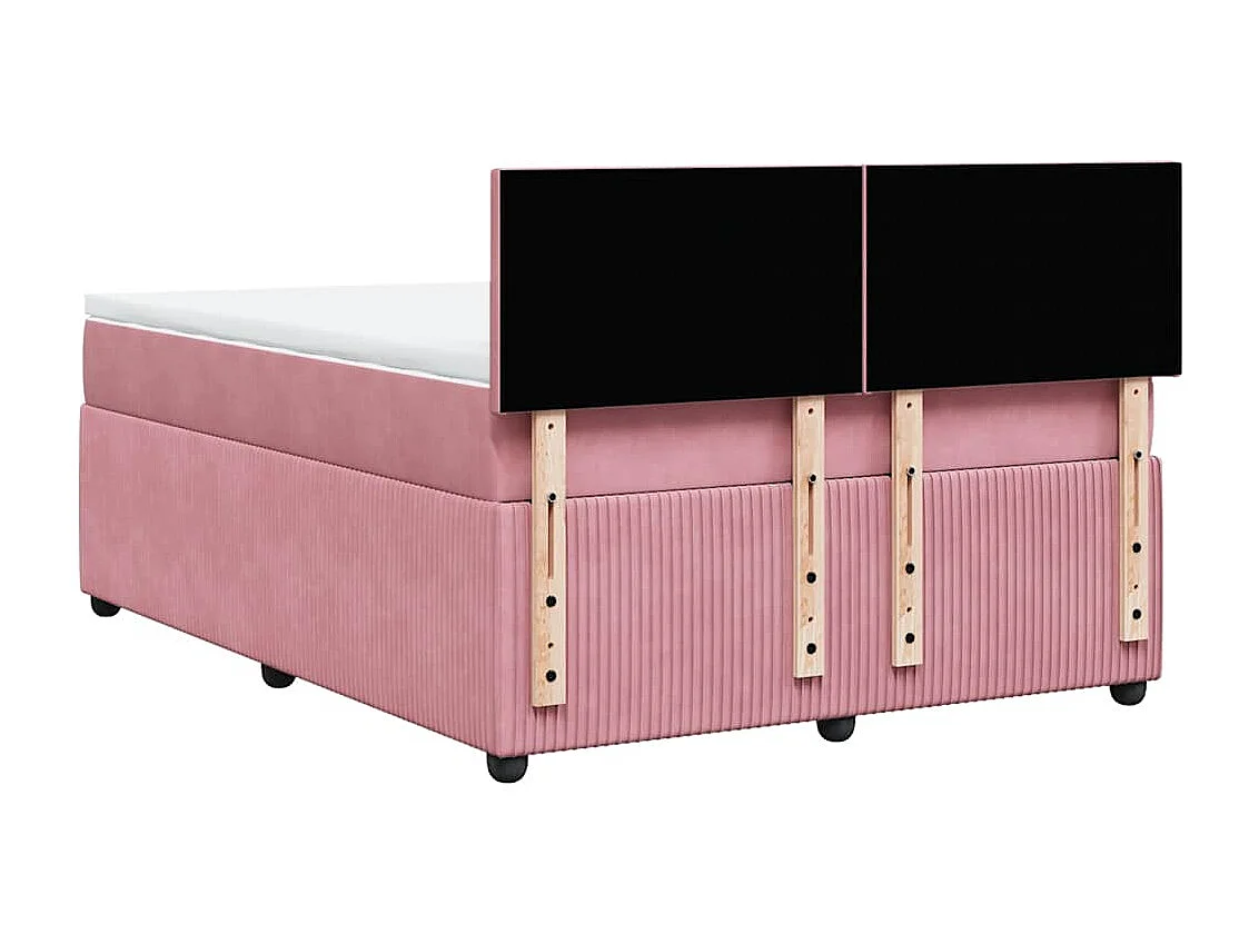Boxspring met matras fluweel roze 140x200 cm