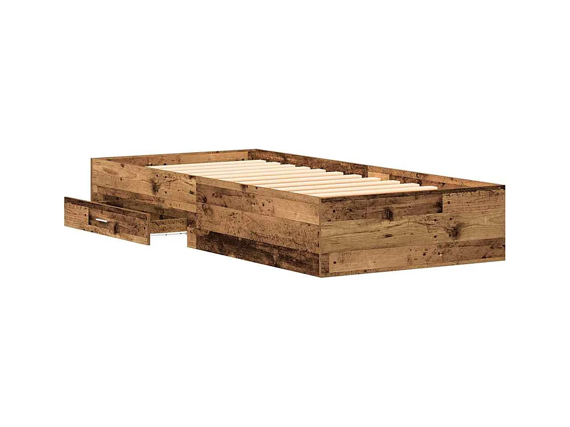 Bettgestell mit Schubladen Altholz 90 x 200 cm Holzwerkstoff