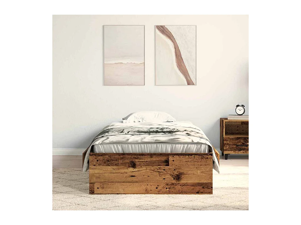 Bedframe met lades met lade Oud hout 90 x 200 cm Bewerkt hout