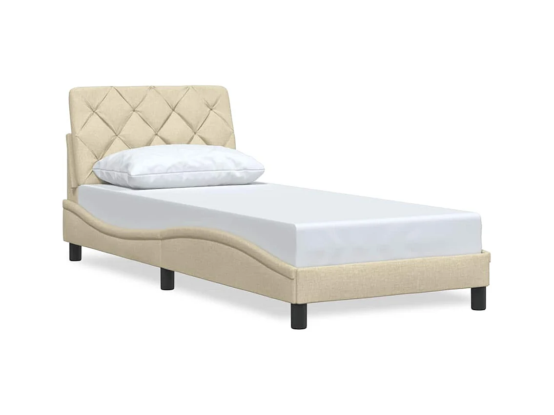 Bettgestell ohne Matratze Creme 90x190 cm Stoff
