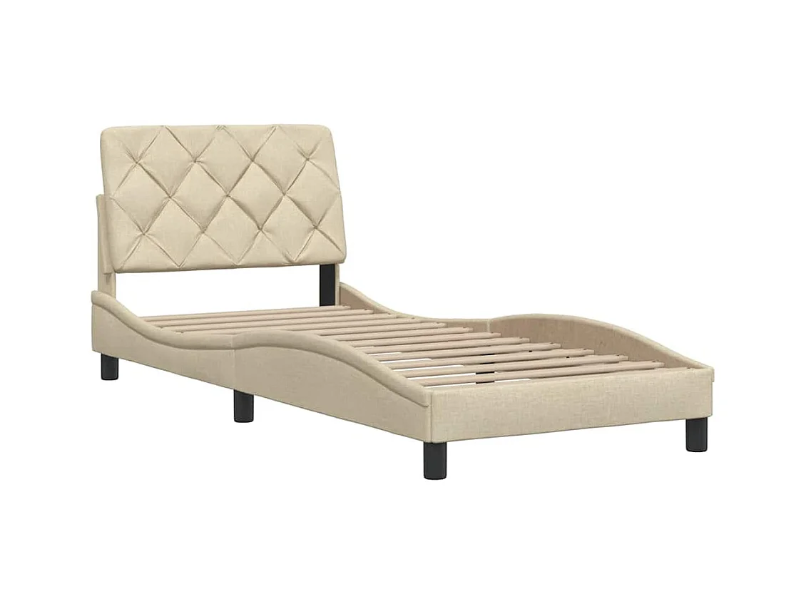 Bettgestell ohne Matratze Creme 90x190 cm Stoff