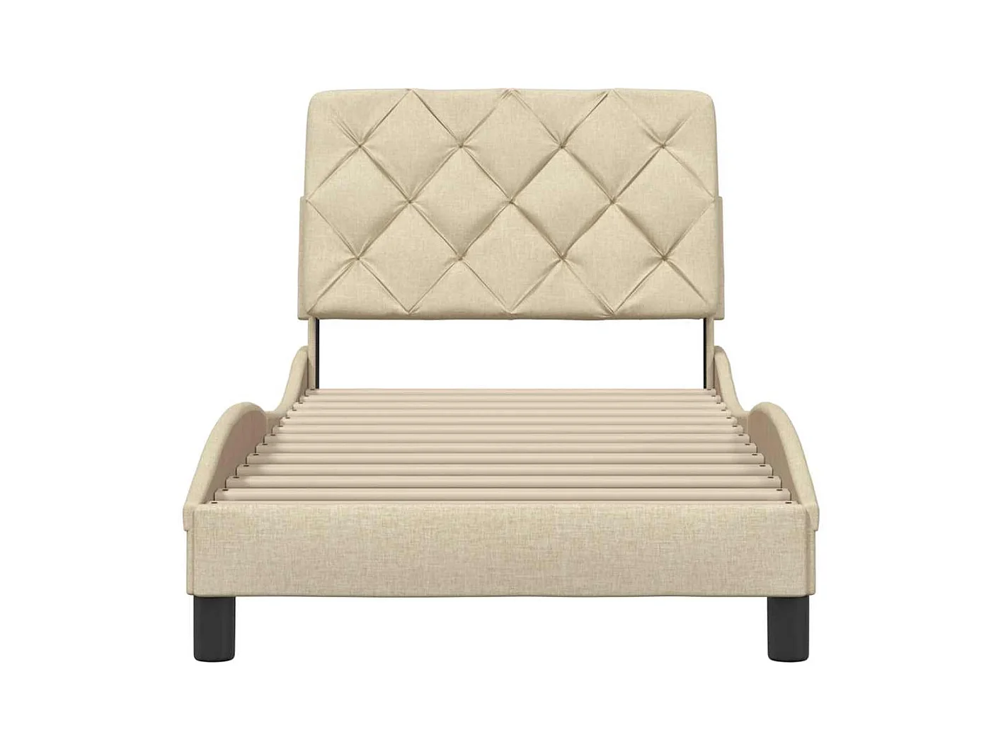 Bettgestell ohne Matratze Creme 90x190 cm Stoff