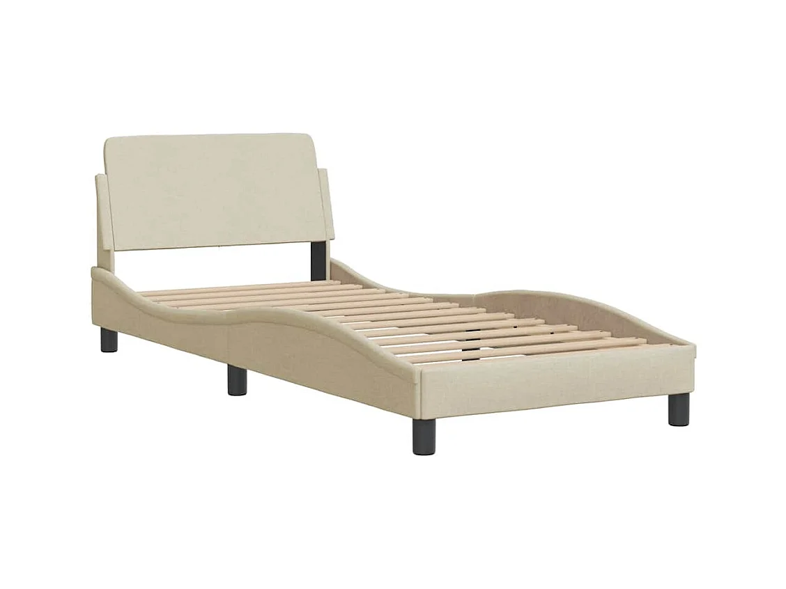 Bettgestell ohne Matratze Creme 90x190 cm Stoff