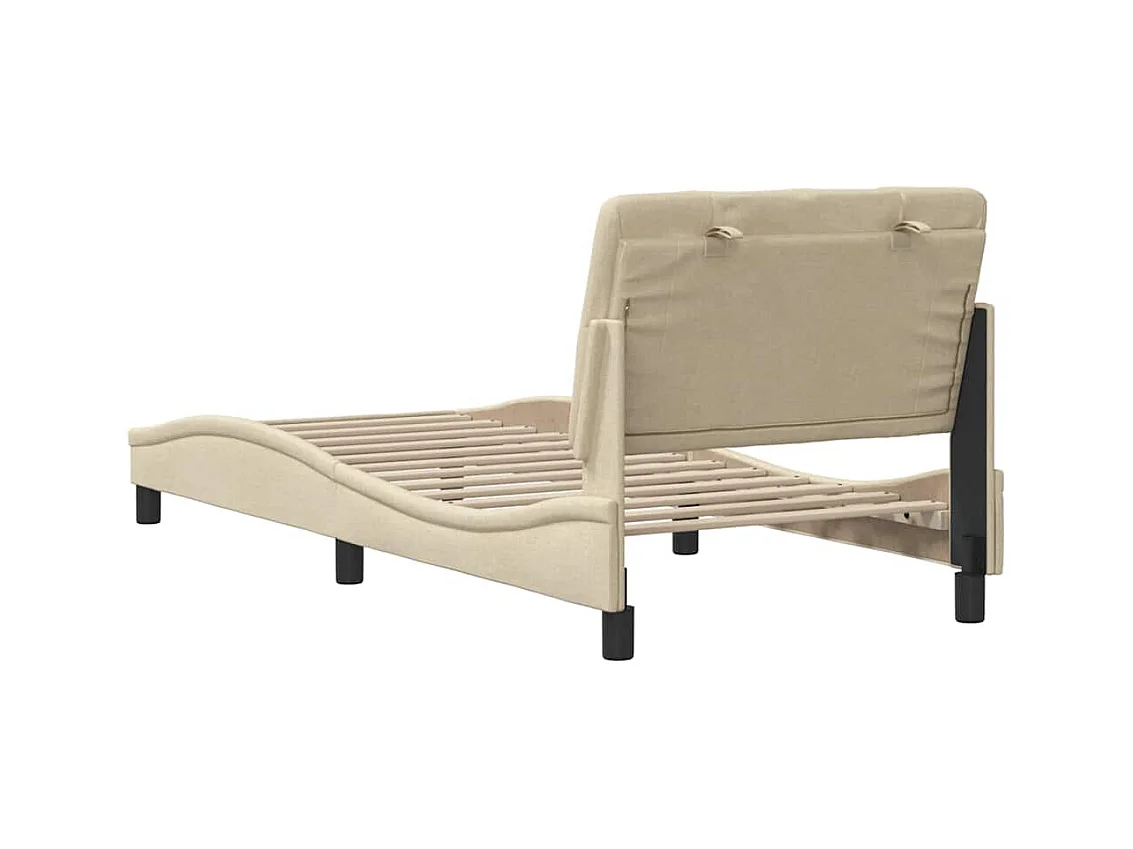Bettgestell ohne Matratze Creme 90x190 cm Stoff