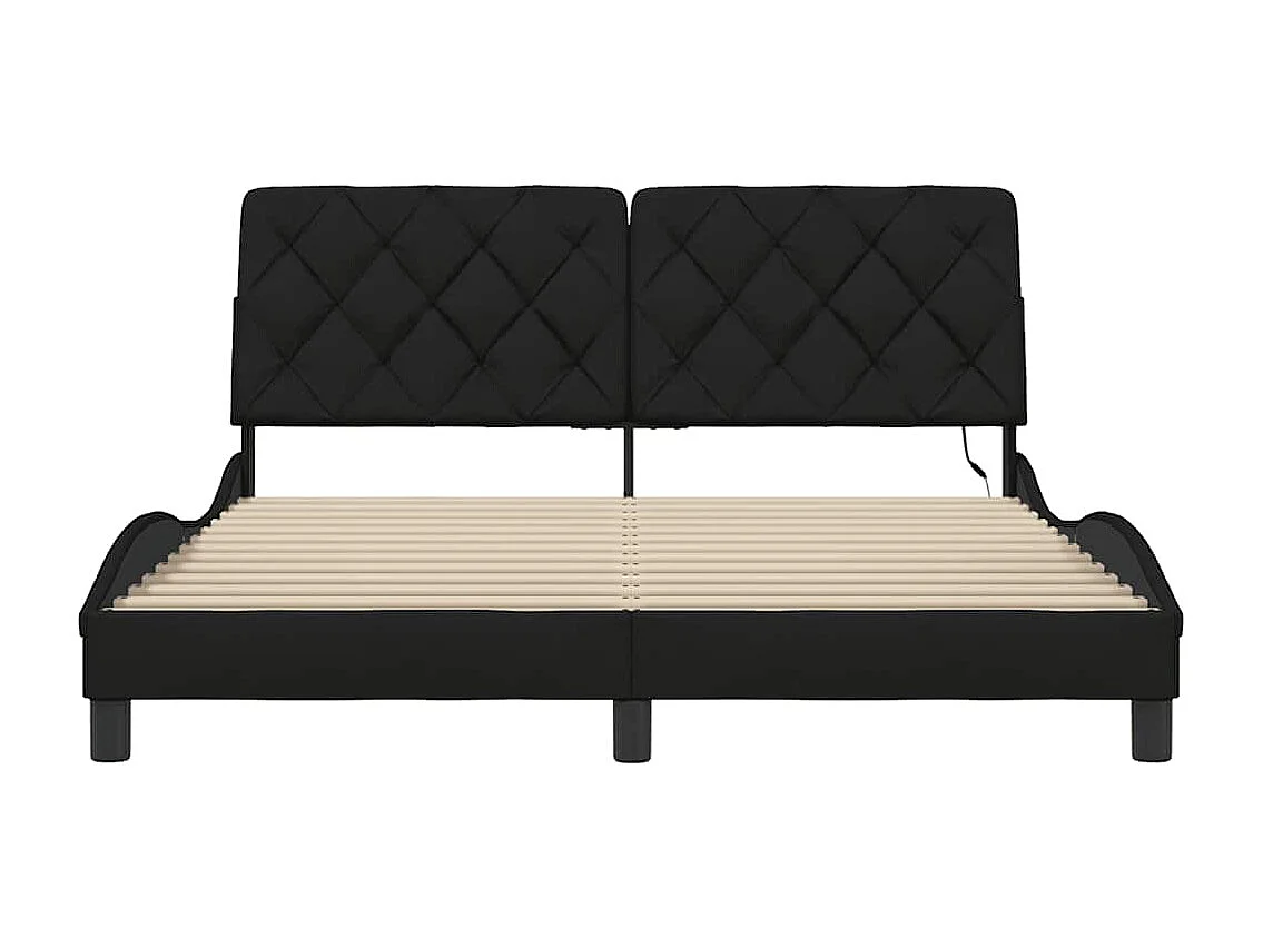 Estrutura de cama com LED sem colchão 160x200 cm tecido preto