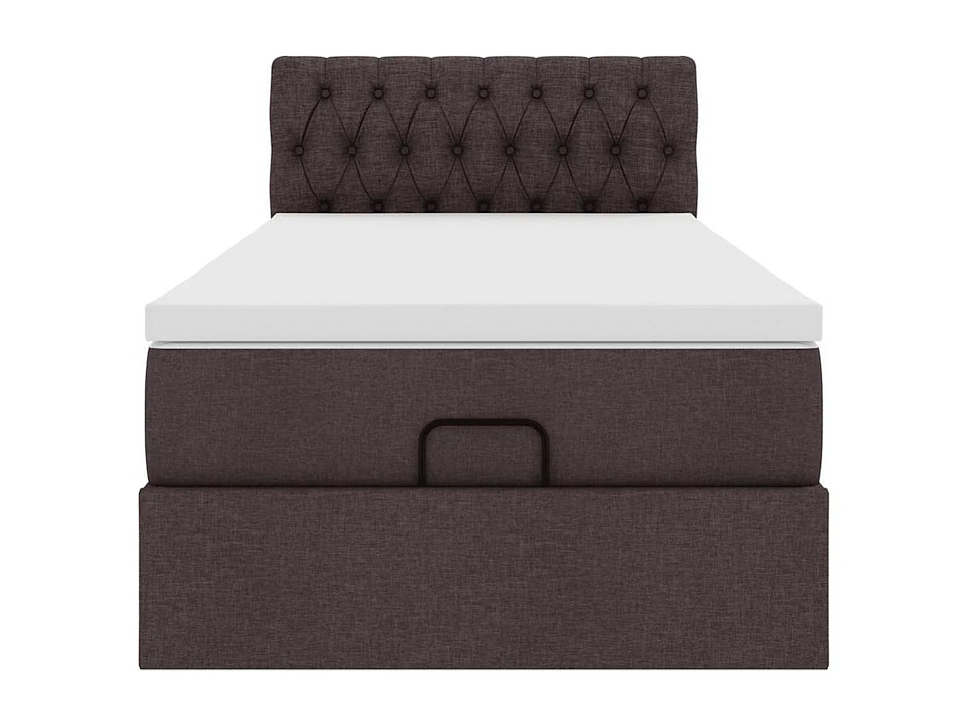 Lit ottoman avec matelas marron foncé 90x200 cm tissu