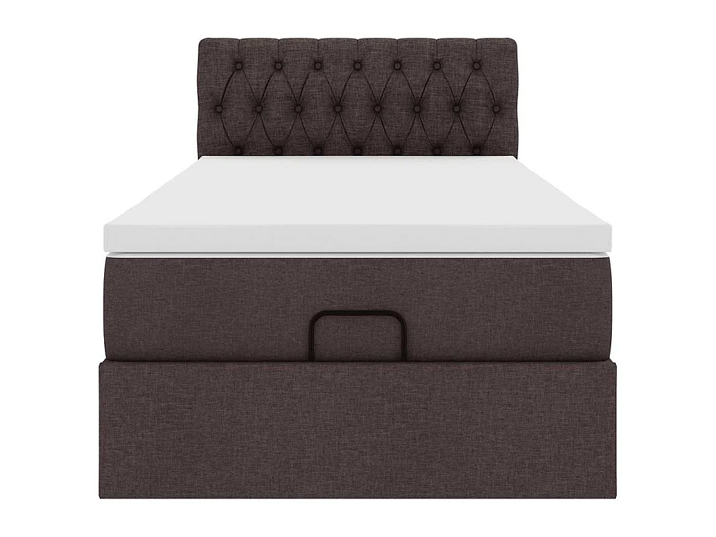 Cama otomana com colchão 90x200 cm tecido castanho escuro