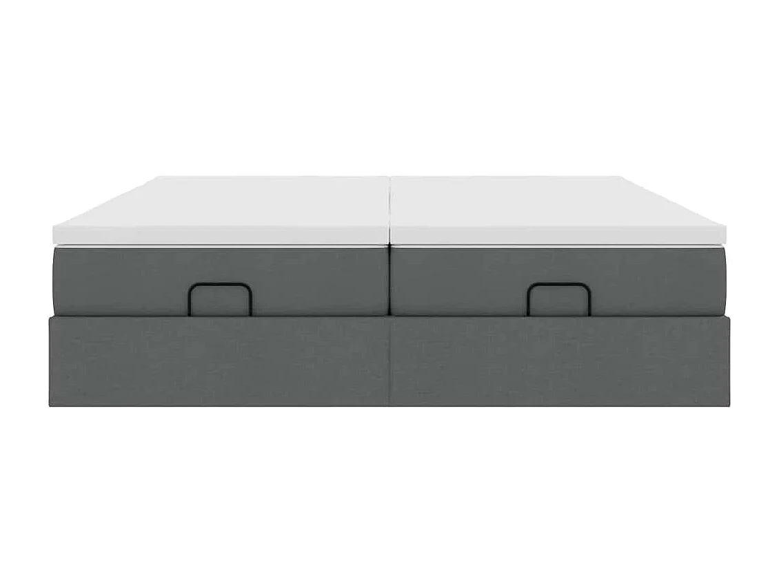 Estrutura de cama otomana com colchões tecido cinzento escuro
