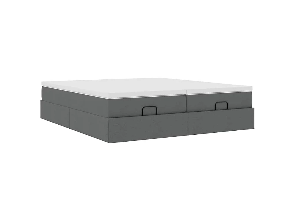 Ottoman-Bett mit Matratzen Dunkelgrau 180x200 cm Stoff