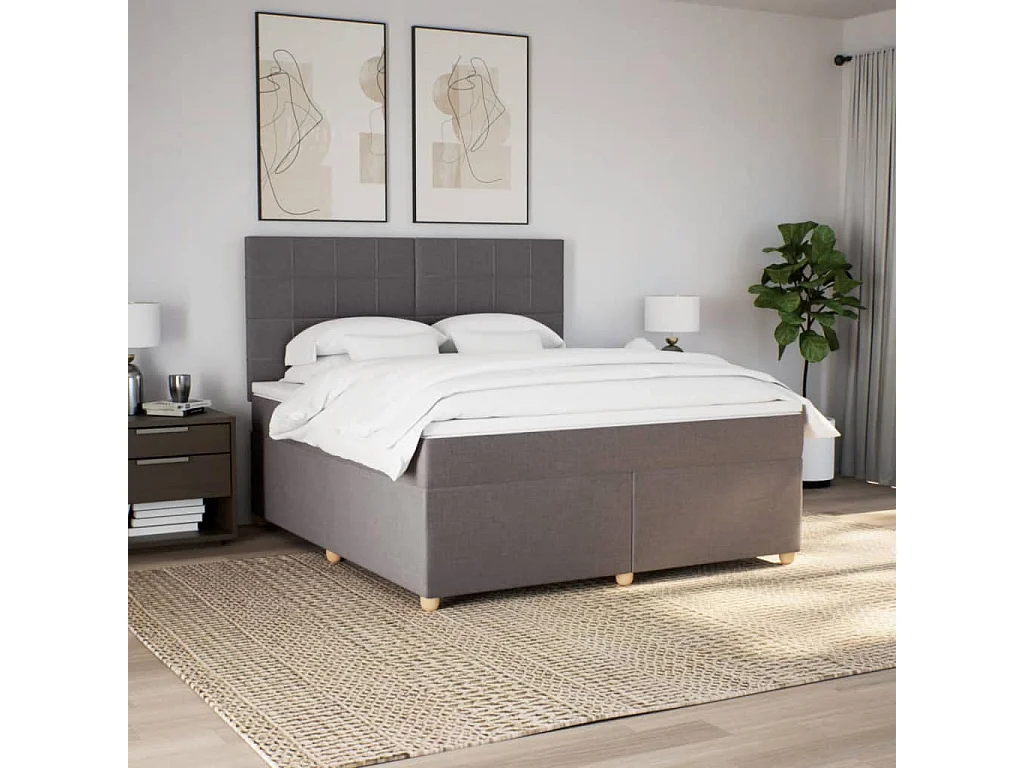 Boxspring met matras stof taupe 180x200 cm