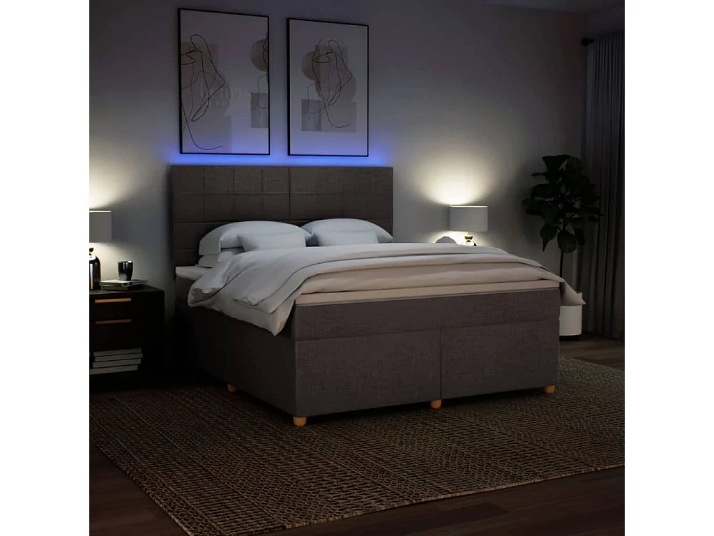 Boxspring met matras stof taupe 180x200 cm