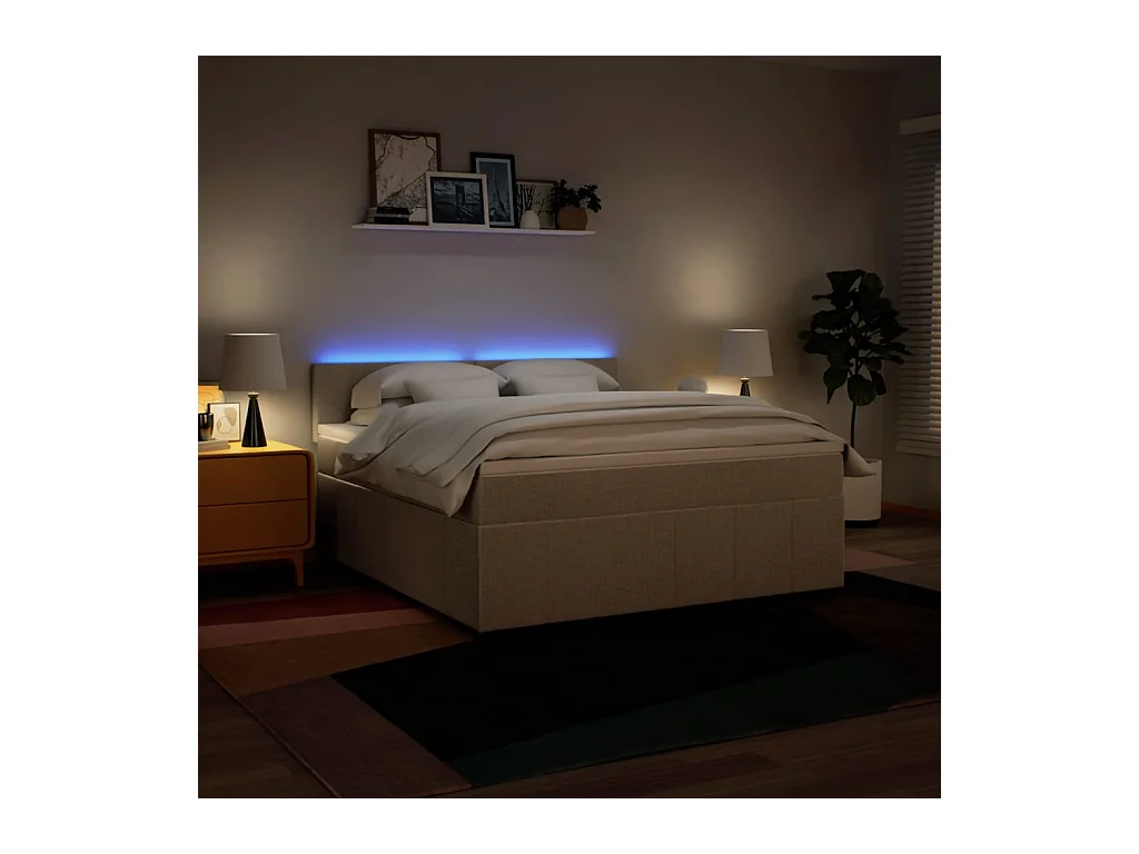 Sommier à lattes de lit avec matelas Crème 180x200 cm Tissu