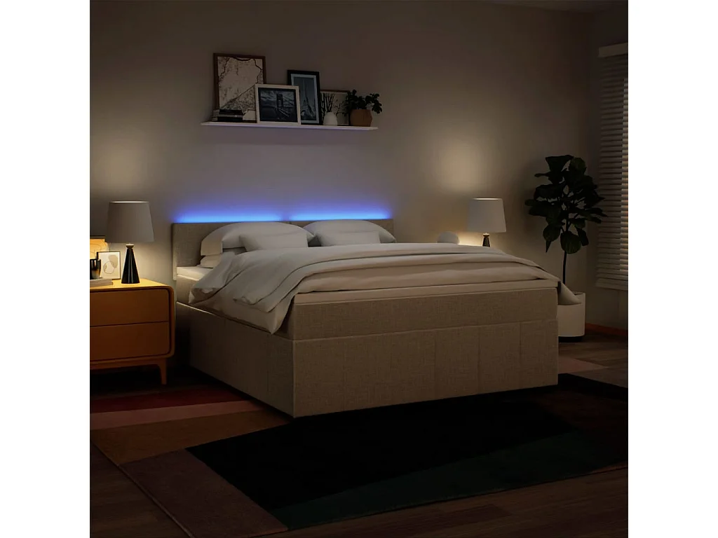 Sommier à lattes de lit avec matelas Crème 180x200 cm Tissu