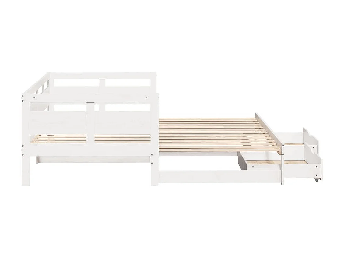Letto Estraibile con Cassetti senza Materasso Bianco 90x200 cm