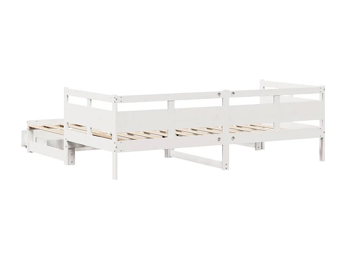 Letto Estraibile con Cassetti senza Materasso Bianco 90x200 cm