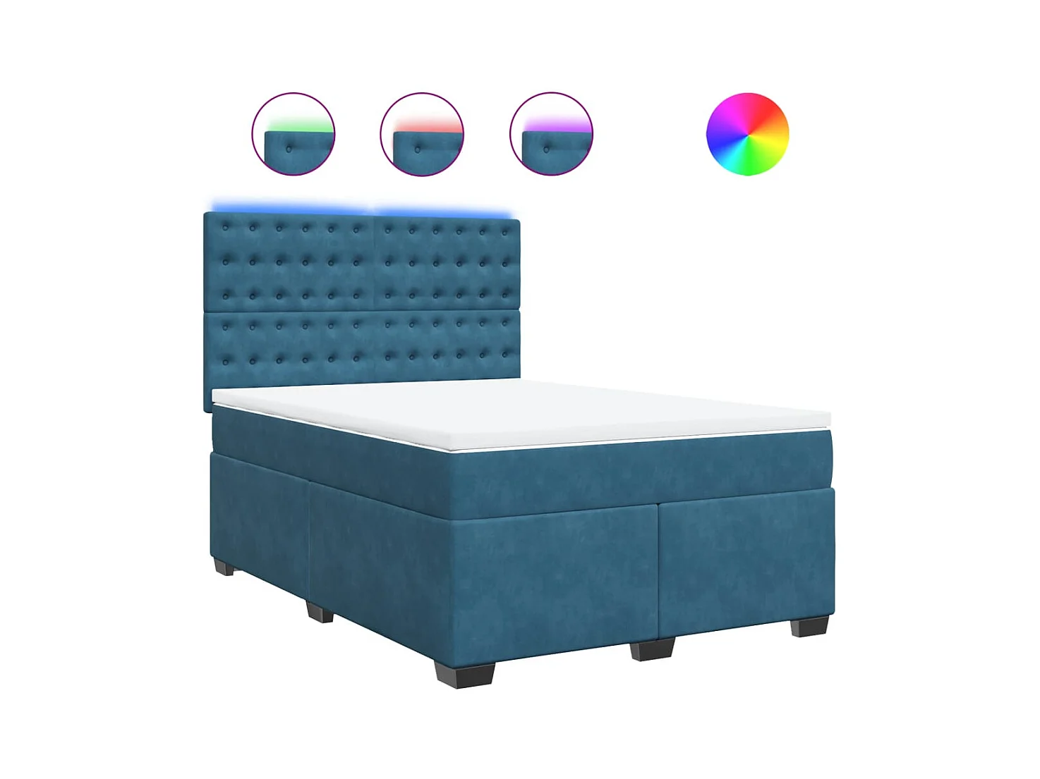 Boxspringbett mit Matratze Blau 140x190 cm Samt