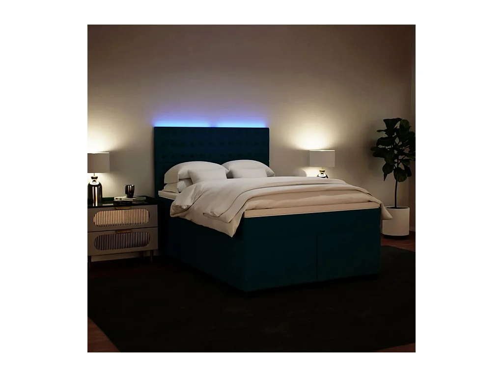 Boxspringbett mit Matratze Blau 140x190 cm Samt