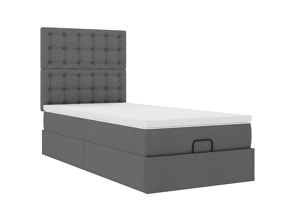 Estructura cama otomana colchón tela gris oscuro