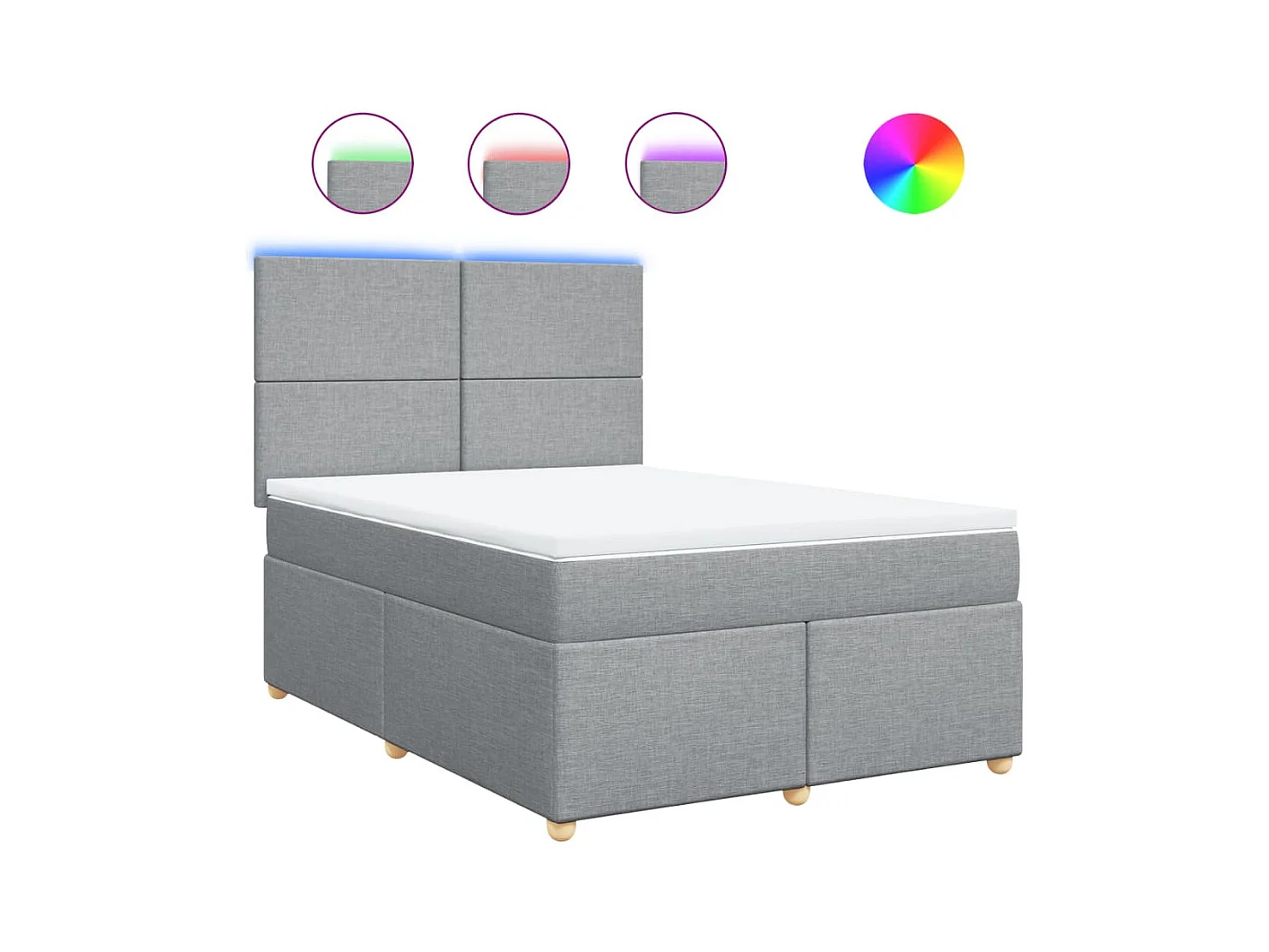 Boxspringbett mit Matratze Hellgrau 140x190 cm Stoff