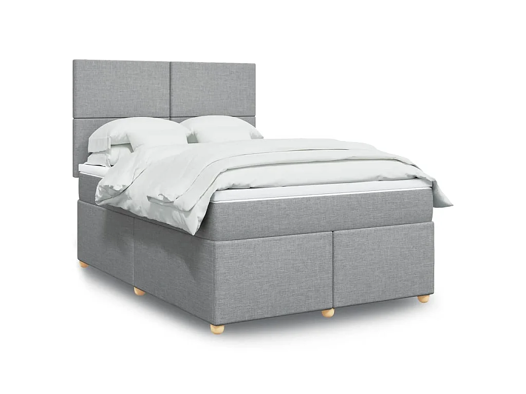 Giroletto a Molle con Materasso Grigio Chiaro 140x190cm Tessuto