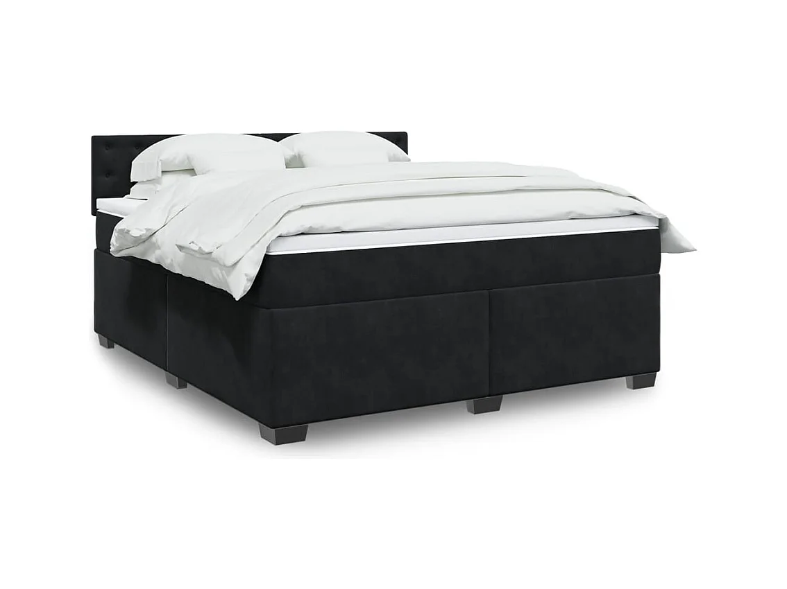 Sommier à lattes de lit avec matelas Noir 180x200 cm Velours