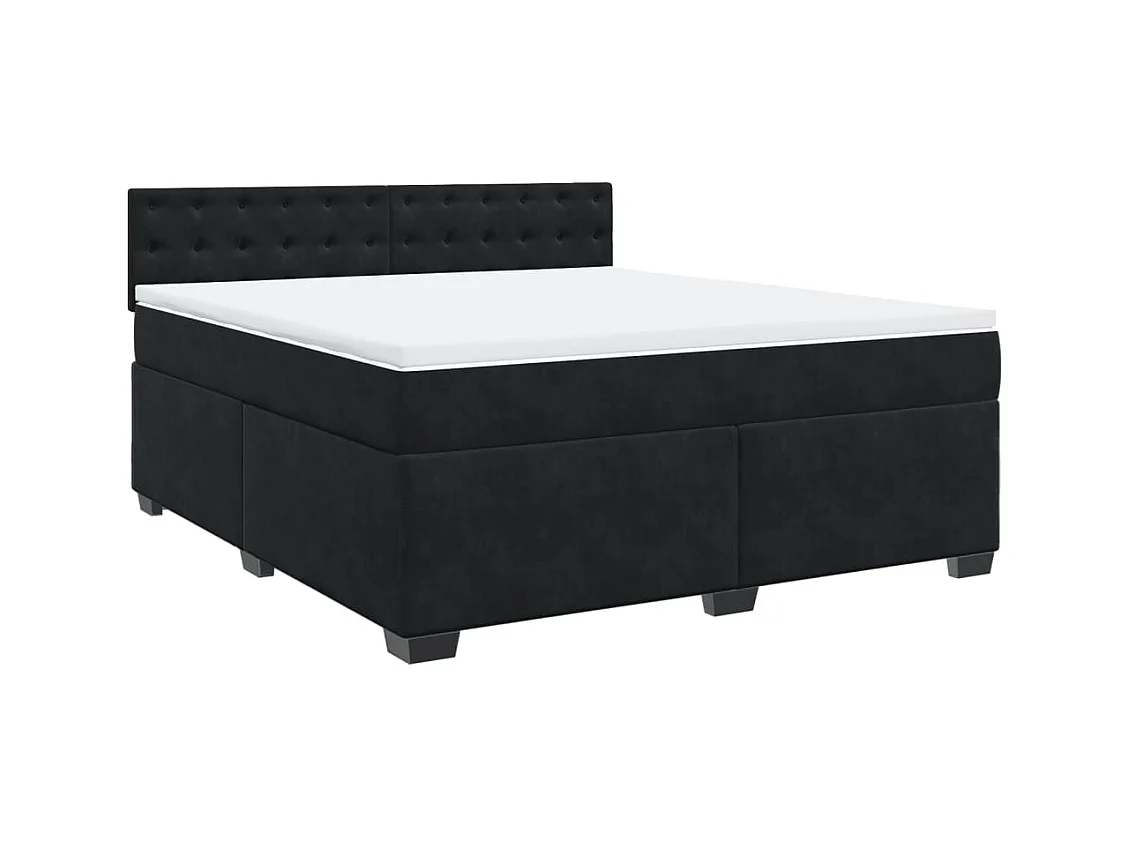 Sommier à lattes de lit avec matelas Noir 180x200 cm Velours