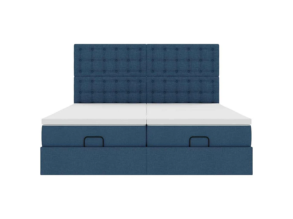Estrutura de cama otomana com colchões 180x200cm tecido azul